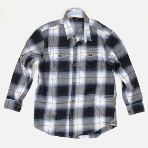 GapKids Boy's Plaid Button-Down Shirt Long-Sleeve Size L Blue Gray